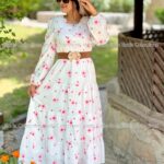 پیراهن خامه دوزی گل