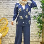 ست بافت گل سورمه اى