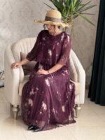 پیراهن شرابی شکوفه - Image 2