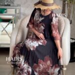 پیراهن گل قهوه ای