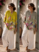 شومیز گل آبرنگی - Image 10